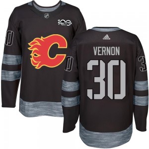 Men's Calgary Flames Mike Vernon Black 1917-2017 100th Anniversary Jersey - Authentic