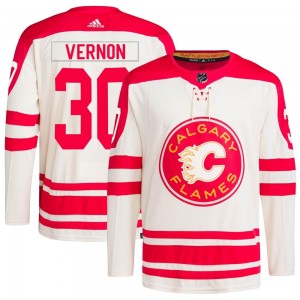 Men's Adidas Calgary Flames Mike Vernon Cream 2023 Heritage Classic Primegreen Jersey - Authentic