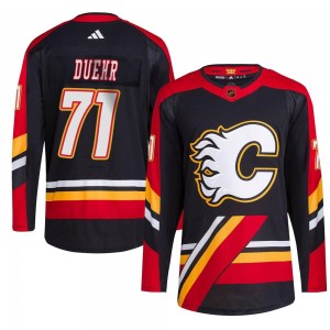 Youth Adidas Calgary Flames Walker Duehr Black Reverse Retro 2.0 Jersey - Authentic