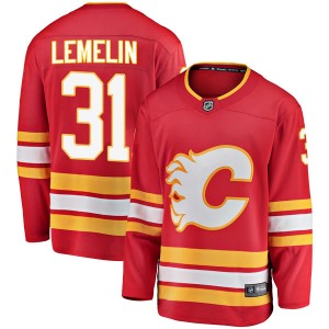 Youth Fanatics Branded Calgary Flames Rejean Lemelin Red Alternate Jersey - Breakaway