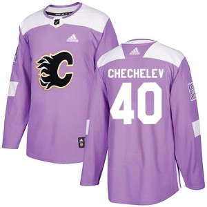 Youth Adidas Calgary Flames Daniil Chechelev Purple Fights Cancer Practice Jersey - Authentic