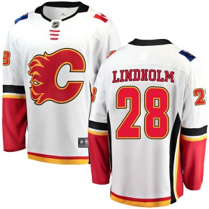 Men's Fanatics Branded Calgary Flames Elias Lindholm White Away Jersey - Breakaway