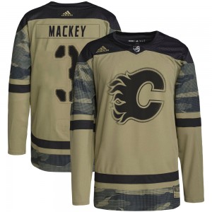 Men's Adidas Calgary Flames Connor Mackey Camo Military Appreciation Practice Jersey - Authentic