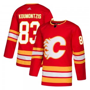 Men's Adidas Calgary Flames Demetrios Koumontzis Red Alternate Jersey - Authentic