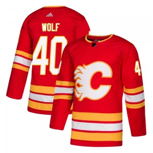 Men's Adidas Calgary Flames Dustin Wolf Red Alternate Jersey - Authentic