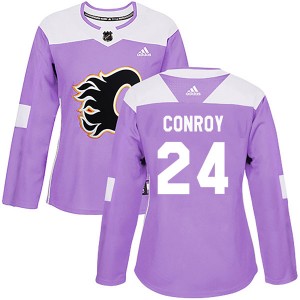 Women's Adidas Calgary Flames Craig Conroy Purple Fights Cancer Practice Jersey - Authentic