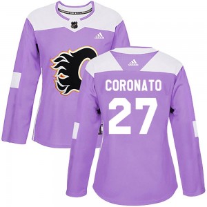 Women's Adidas Calgary Flames Matt Coronato Purple Fights Cancer Practice Jersey - Authentic