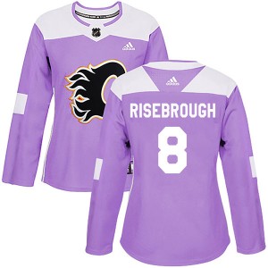 Women's Adidas Calgary Flames Doug Risebrough Purple Fights Cancer Practice Jersey - Authentic