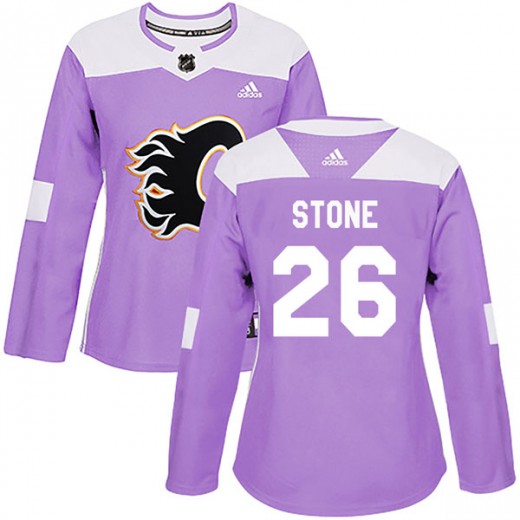 Women's Adidas Calgary Flames Michael Stone Purple Fights Cancer Practice Jersey - Authentic