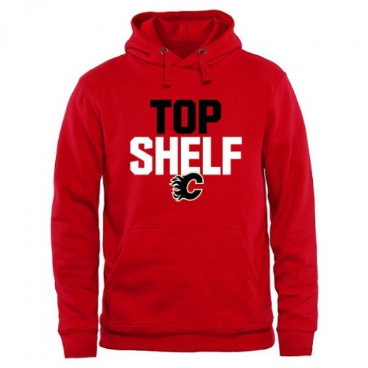 Men's Calgary Flames Scarlet Top Shelf Pullover Hoodie - -
