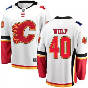 Youth Fanatics Branded Calgary Flames Dustin Wolf White Away Jersey - Breakaway