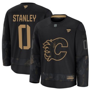 Youth Fanatics Calgary Flames Hoyt Stanley Black 2024 Military Appreciation Practice Jersey - Premium
