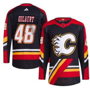 Men's Adidas Calgary Flames Dennis Gilbert Black Reverse Retro 2.0 Jersey - Authentic