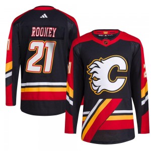 Men's Adidas Calgary Flames Kevin Rooney Black Reverse Retro 2.0 Jersey - Authentic
