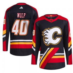 Men's Adidas Calgary Flames Dustin Wolf Black Reverse Retro 2.0 Jersey - Authentic