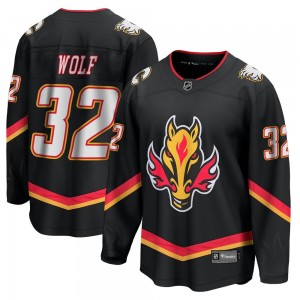 Men's Fanatics Branded Calgary Flames Dustin Wolf Black Breakaway 2022/23 Alternate Jersey - Premier