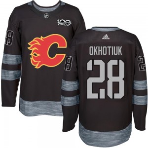 Youth Calgary Flames Nikita Okhotiuk Black 1917-2017 100th Anniversary Jersey - Authentic