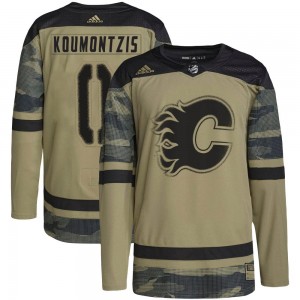 Youth Adidas Calgary Flames Demetrios Koumontzis Camo Military Appreciation Practice Jersey - Authentic