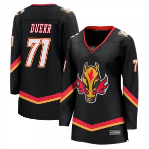 Women's Fanatics Branded Calgary Flames Walker Duehr Black Breakaway 2022/23 Alternate Jersey - Premier