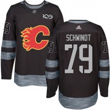 Men's Calgary Flames Cole Schwindt Black 1917-2017 100th Anniversary Jersey - Authentic