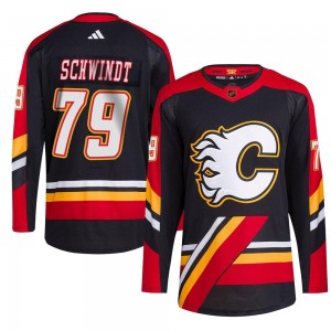 Youth Adidas Calgary Flames Cole Schwindt Black Reverse Retro 2.0 Jersey - Authentic