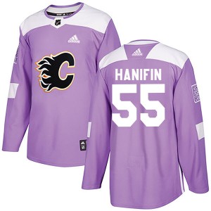 Youth Adidas Calgary Flames Noah Hanifin Purple Fights Cancer Practice Jersey - Authentic