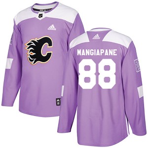 Youth Adidas Calgary Flames Andrew Mangiapane Purple Fights Cancer Practice Jersey - Authentic
