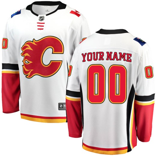 Men's Fanatics Branded Calgary Flames Custom White Custom Away Jersey Breakaway
