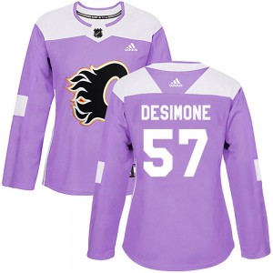 Women's Adidas Calgary Flames Nick DeSimone Purple Fights Cancer Practice Jersey - Authentic