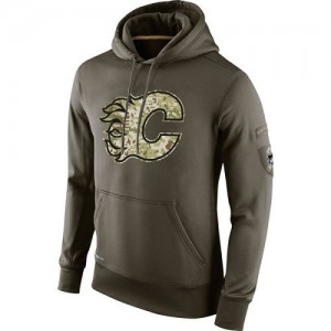 Men's Nike Calgary Flames Olive Salute To Service KO Performance Hoodie -