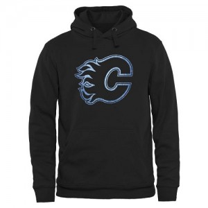 Men's Calgary Flames Black Rinkside Pond Hockey Pullover Hoodie - -